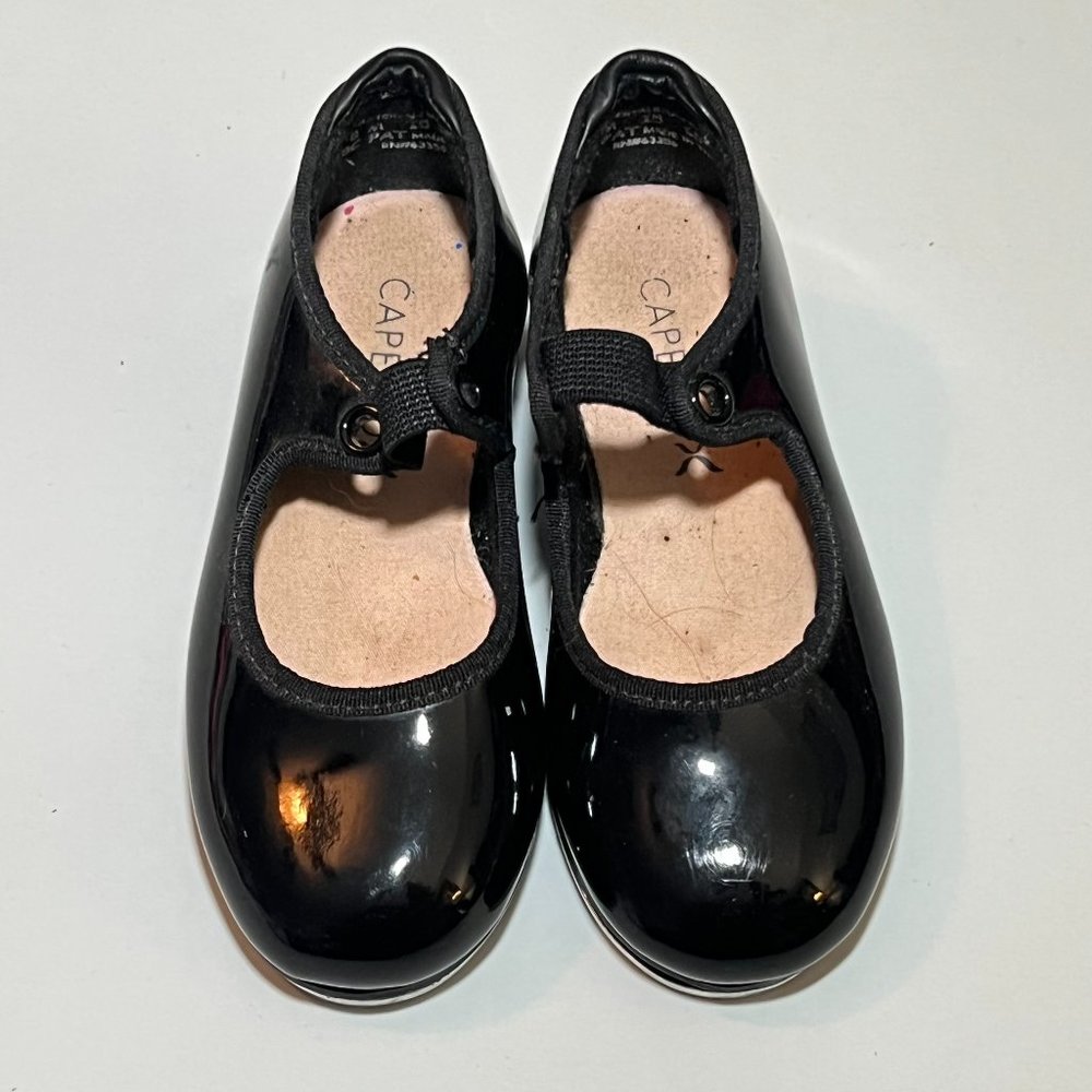 Capezio black patent, little girls tap shoes. Size 8. Like new!
